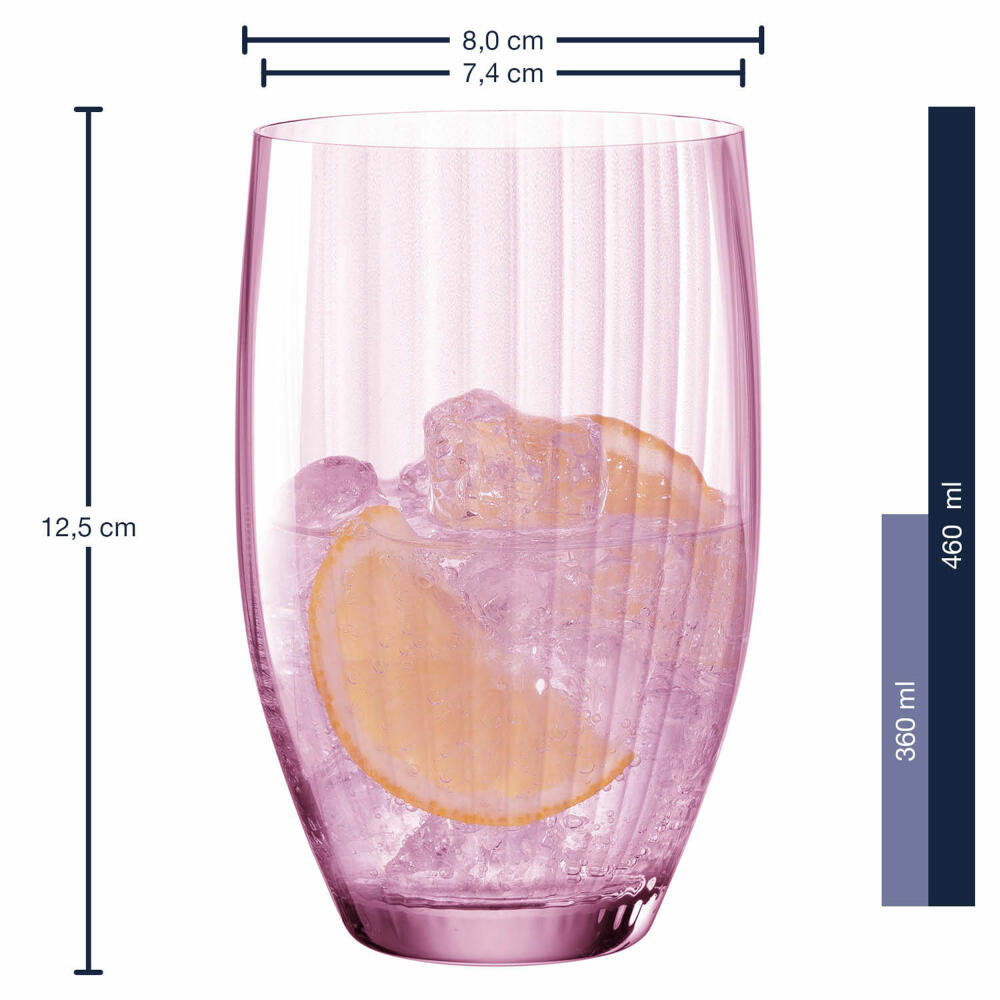 Leonardo drinking glass Poesia, water glass, juice glass, glass, crystal glass, rose, 460 ml, 022379