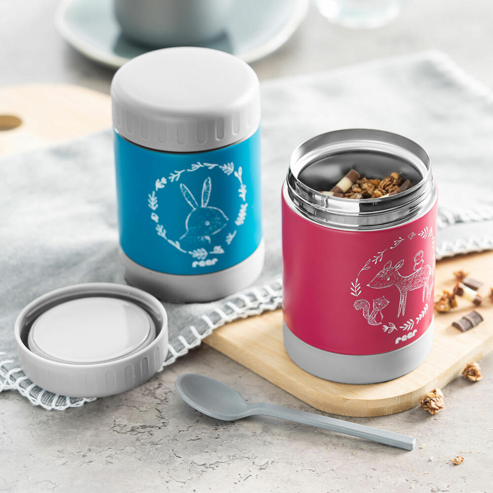 reer ColourDesign stainless steel warming box, thermo box, thermo container, baby food, petrol blue, 300 ml, 90411
