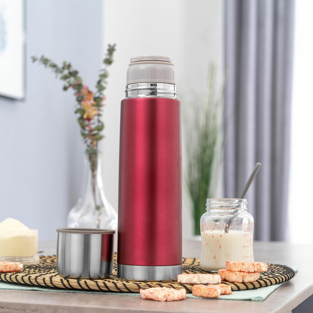 reer Colour stainless steel insulated bottle, insulated bottle, thermos flask, insulated bottle, berry red, 500 ml, 90504