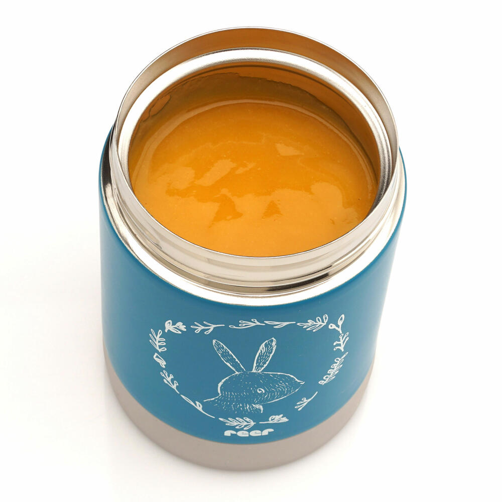 reer ColourDesign stainless steel warming box, thermo box, thermo container, baby food, petrol blue, 300 ml, 90411