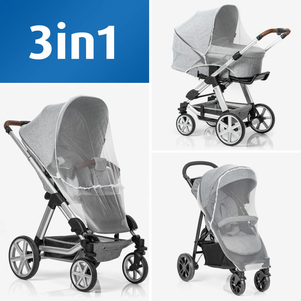 reer BiteSafe Insektenschutz für Kinderwagen, Moskitonetz, Mückennetz, Fliegennetz, Polyester, Weiß, 87030