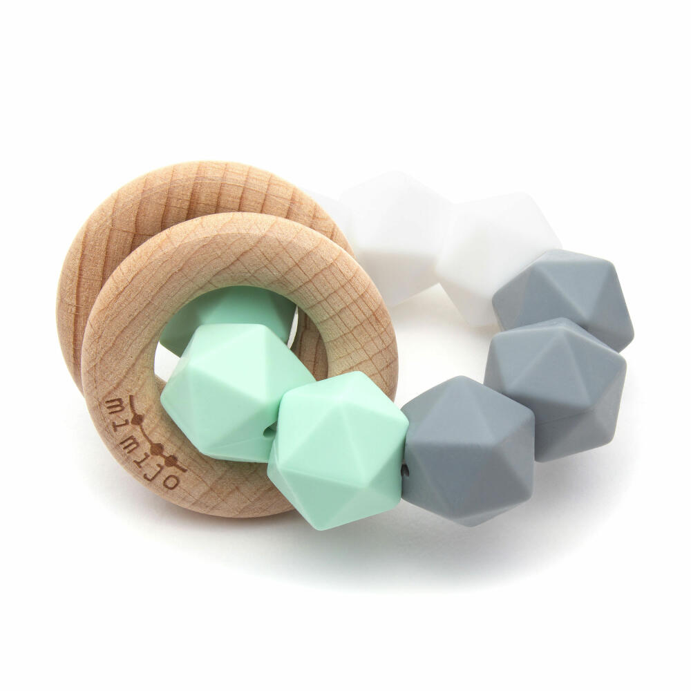 reer Mimijo Claudio, 2in1, teething ring, rattle, gripping toy, chewing ring, teething aid, wood/silicone, MIM002