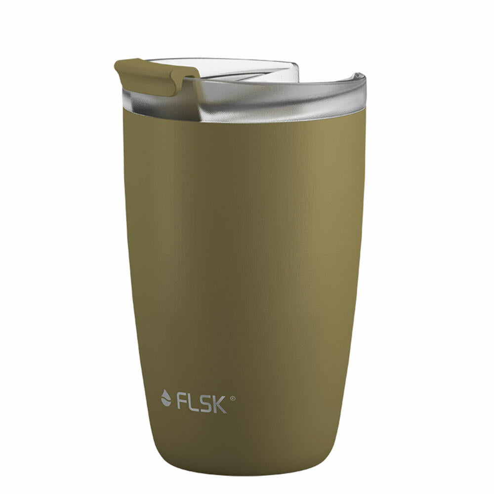 FLSK CUP Coffee To Go-Becher Khaki, Kaffeebecher, Isolierbecher, Thermobecher, Edelstahl, 350 ml, 1030-0350-0020