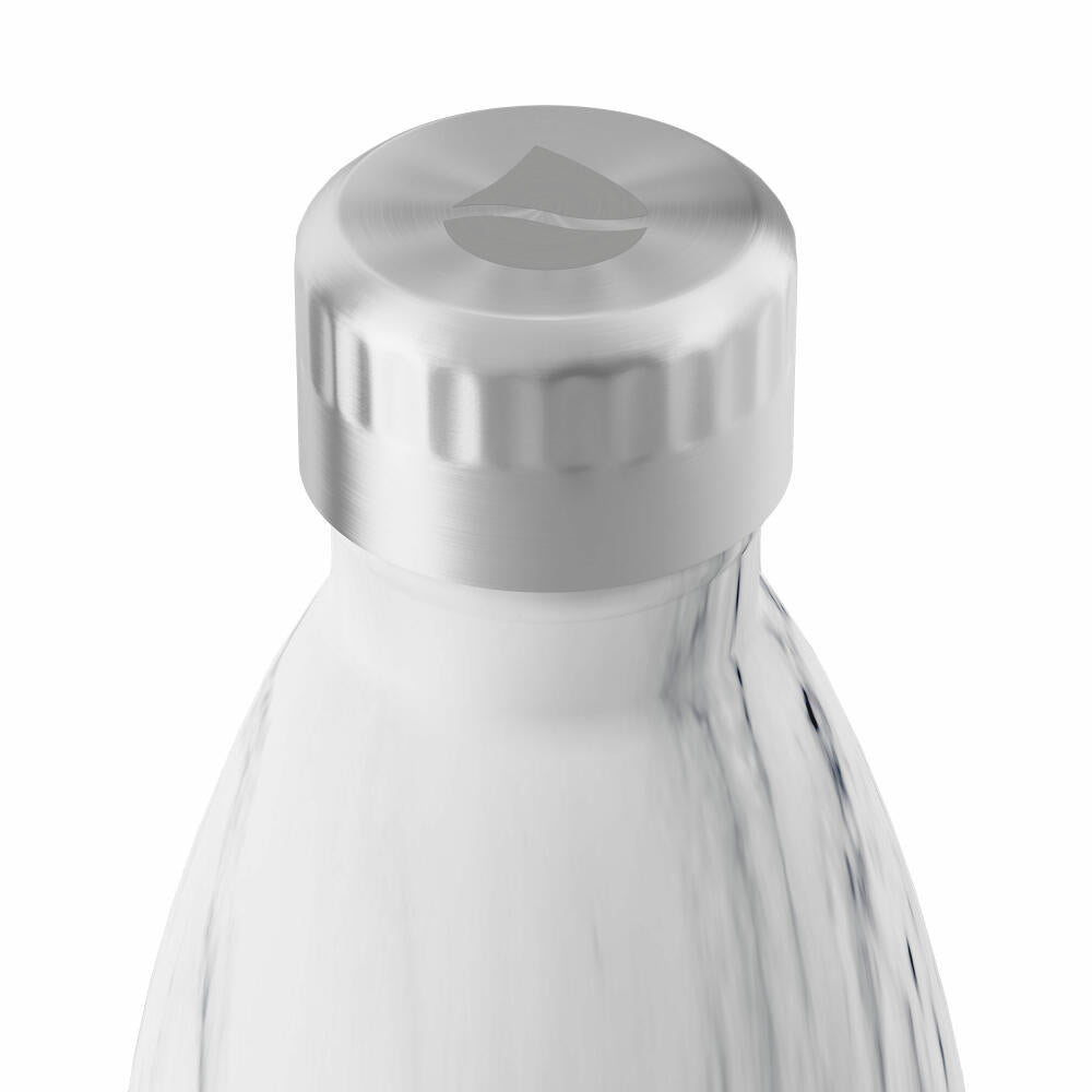 FLSK Trinkflasche White Marble, Isolierflasche, Thermoflasche, Flasche, Edelstahl, Marmoroptik, 1 L, 1010-1000-0018