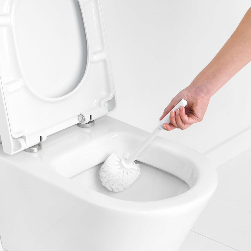Brabantia Toilettenbürste, Klobürste, Bürste für WC Garnitur aus Metall, Weiß, 325427
