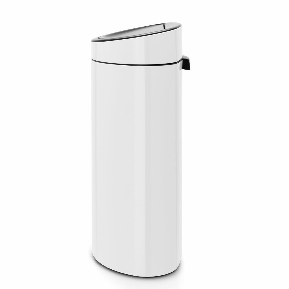 Brabantia Touch Bin Abfallbehälter mit Kunststoffeinsatz, Mülleimer, Müll Eimer, White / Deckel White, 40 L, 114984