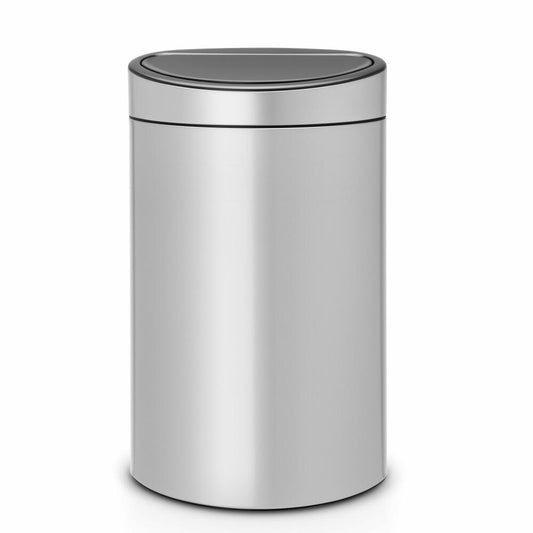 Brabantia Touch Bin Abfallbehälter mit Kunststoffeinsatz, Mülleimer, Müll Eimer, Metallic Grey, 40 L, 114922