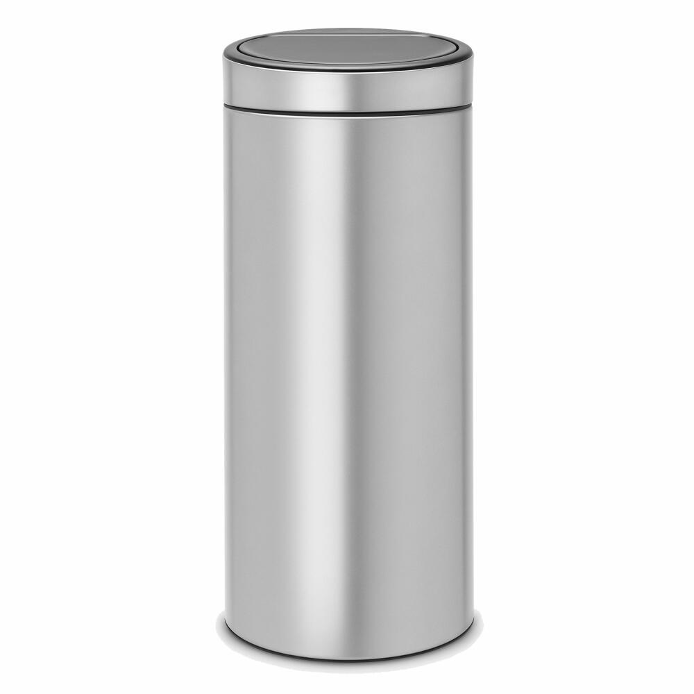Brabantia Touch Bin, Mülleimer, Abfalleimer, Papierkorb in Metallic Grey, 30 Liter, 115387