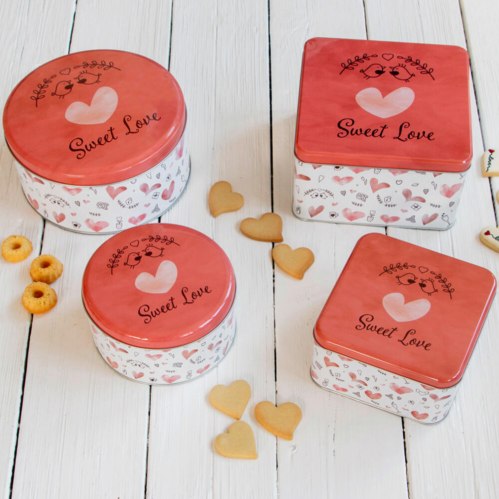 Städter biscuit tin Sweet Love Round, cookie tin, biscuit tin, tin can, cookie tin, tinplate, Ø 22 cm, 710122