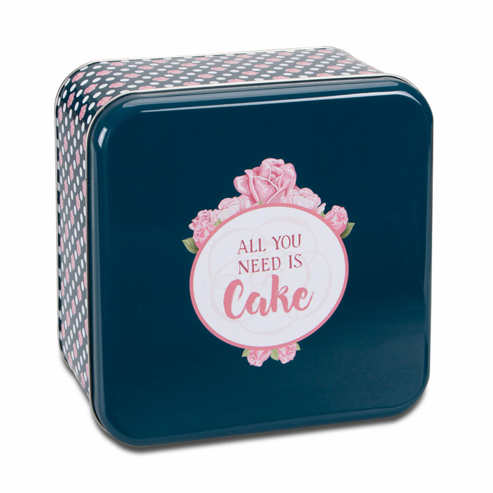 Städter biscuit tin All you need is Cake Square, cookie tin, pastry tin, tin can, biscuit tin, tinplate, 16.5 x 16.5 cm, 710108