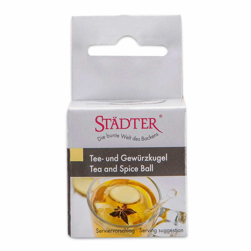 Städter tea and spice ball, with chain, tea ball, spice basket, tea strainer, stainless steel, Ø 4.5 cm, 702011