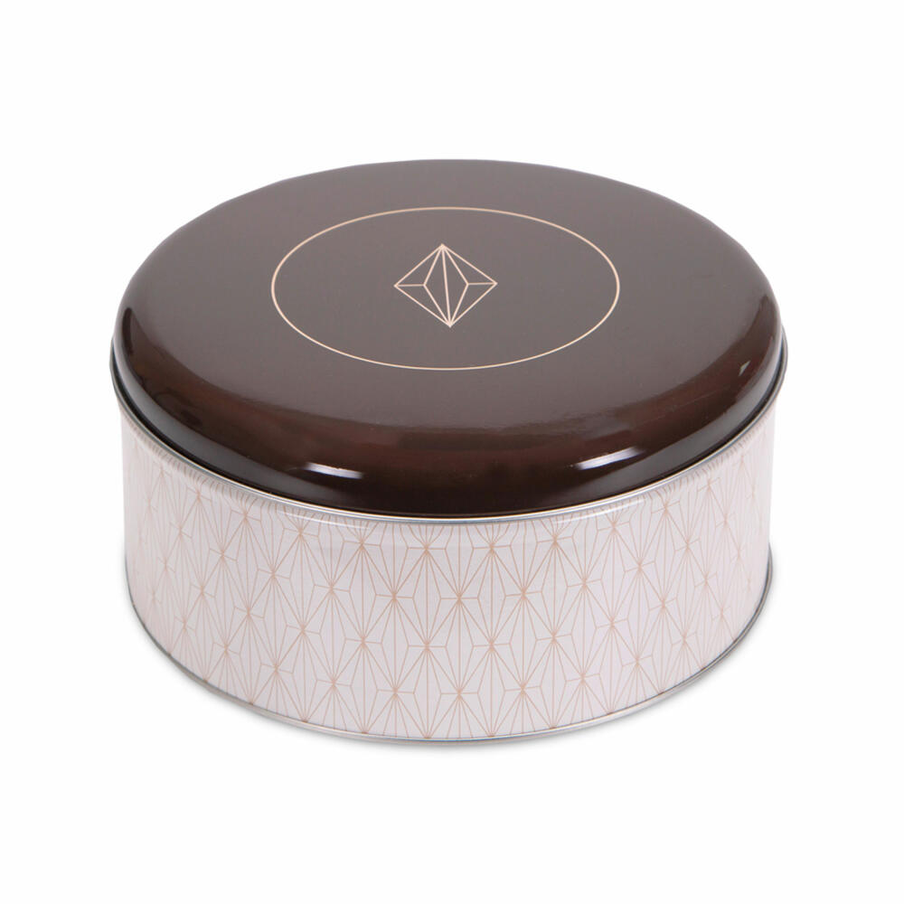 Städter Biscuit Tin Vanilla Diamonds Round, Cookie Tin, Pastry Tin, Tin Can, Biscuit Tin, Tinplate, Ø 16.5 cm, 710054