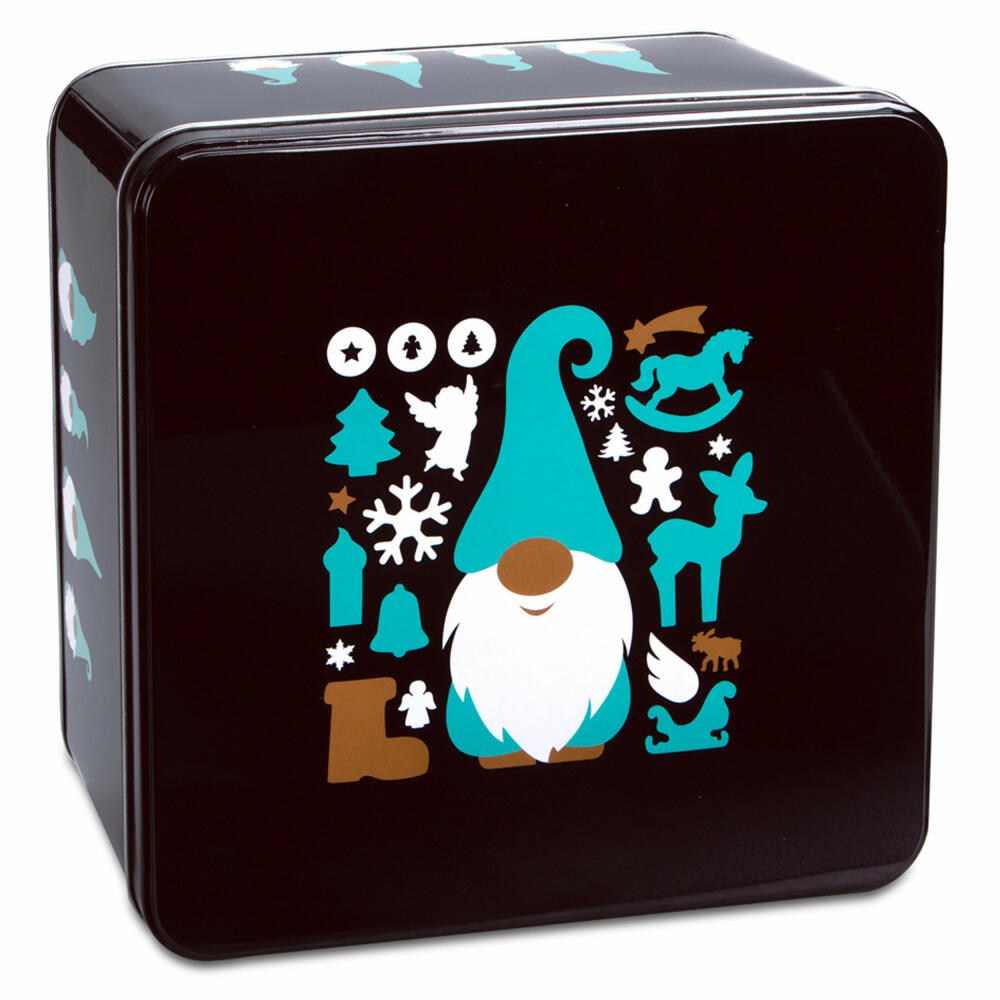 Städter biscuit tin Christmas gnome square, cookie tin, biscuit tin, tin can, cookie tin, tinplate, 21 x 21 cm, 710191