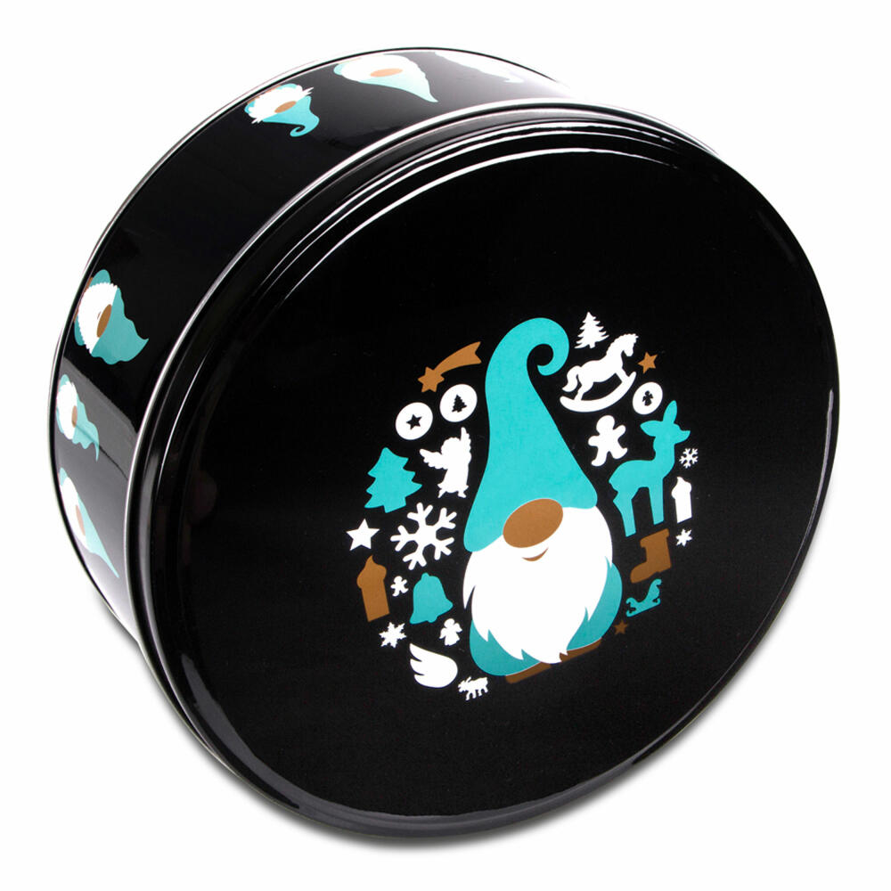 Städter biscuit tin Christmas gnome round, cookie tin, biscuit tin, tin can, cookie tin, tinplate, Ø 22 cm, 710160