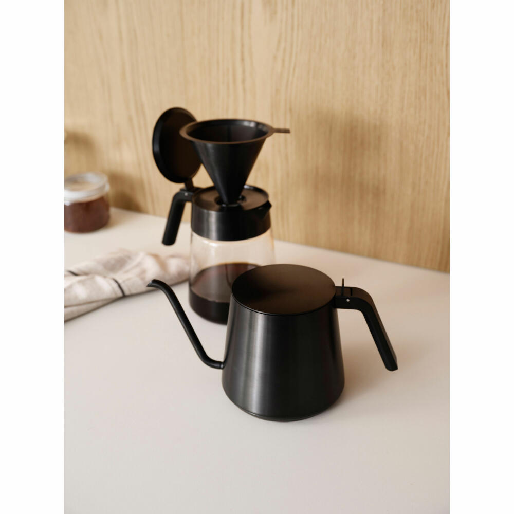 Stelton Nohr Gooseneck Kettle, Pour Over Jug, Stainless Steel, Bakelite, Black Metallic, 1 L, 610