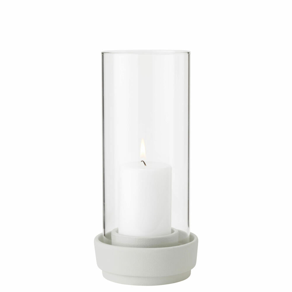 Stelton Hurricane lantern, candle holder, stoneware, borosilicate glass, sand, 24.5 cm, 495-1