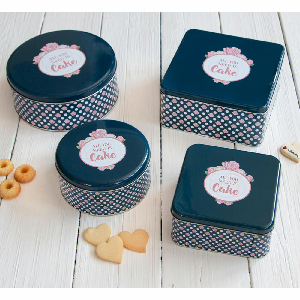 Städter biscuit tin All you need is Cake Square, cookie tin, pastry tin, tin can, biscuit tin, tinplate, 21 x 21 cm, 710115