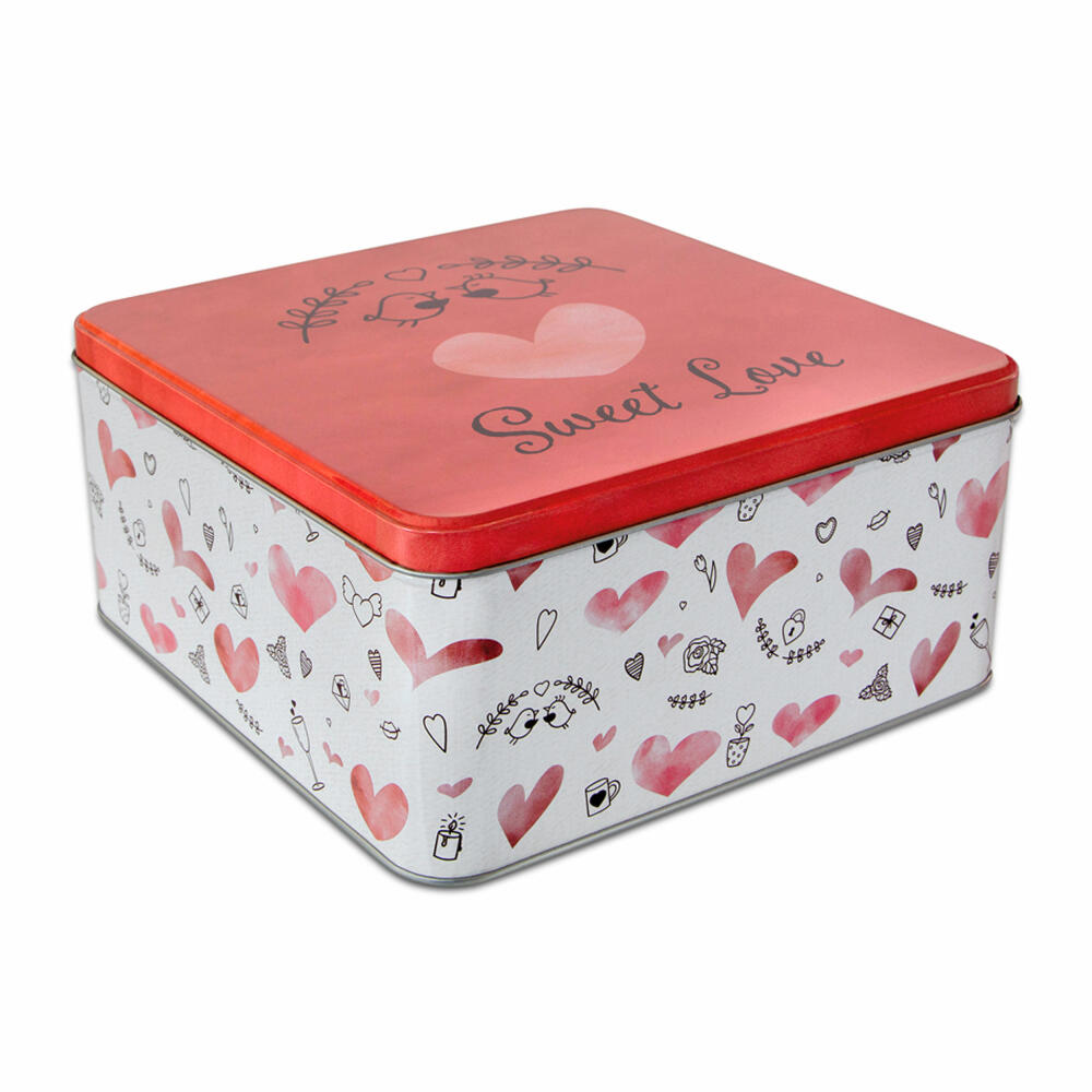 Städter biscuit tin Sweet Love square, cookie tin, biscuit tin, tin can, cookie tin, tinplate, 21 x 21 cm, 710153