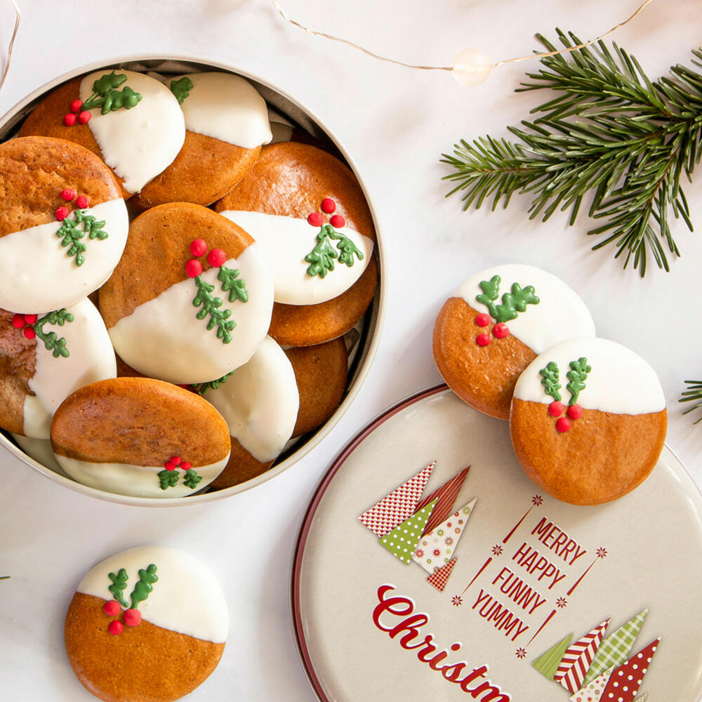 Städter biscuit tin Yummy Christmas round, cookie tin, biscuit tin, tin can, cookie tin, tinplate, Ø 16.5 cm, 710016