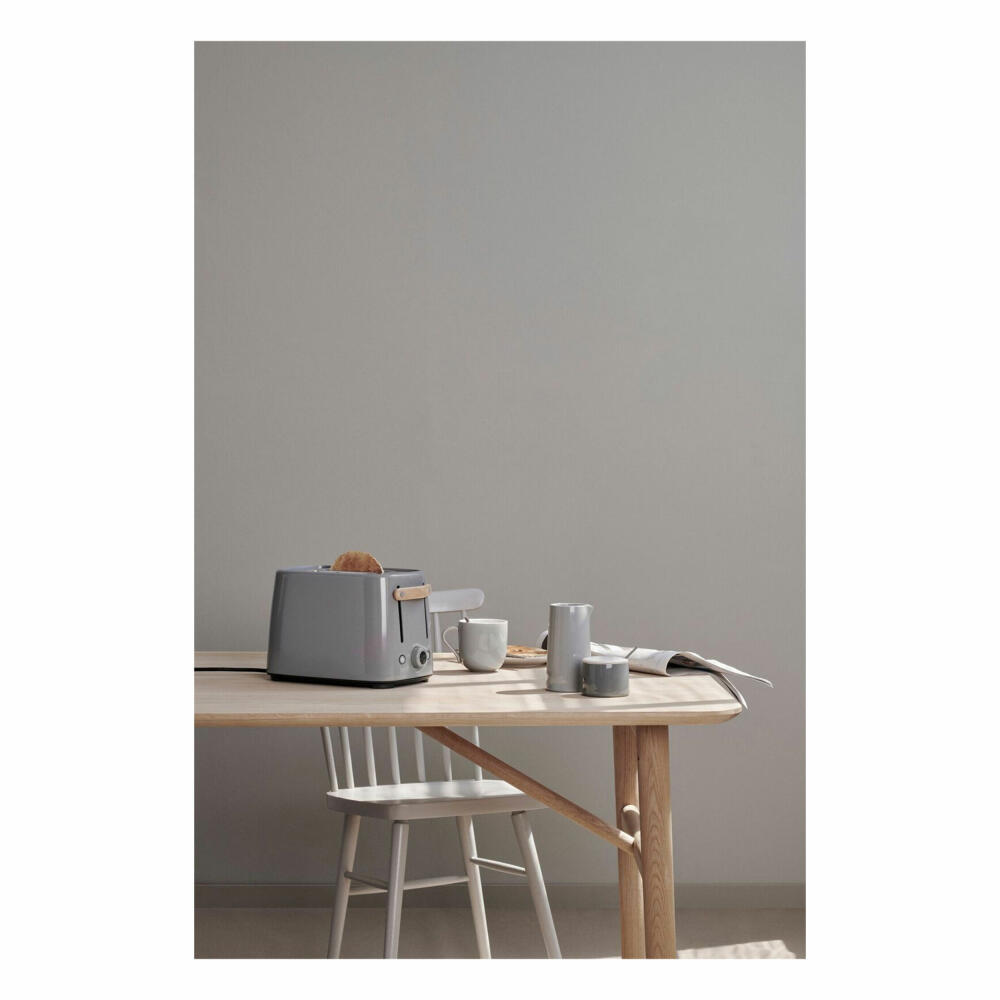 Stelton Emma Toaster, Brotröster mit Bagelfunktion und Auftaufunktion, Stahl / Kunststoff / Holz, Grau, 30.5 cm, x-222-1