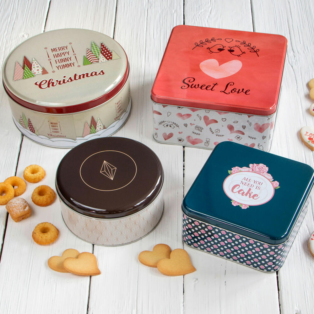 Städter biscuit tin Yummy Christmas round, cookie tin, biscuit tin, tin can, cookie tin, tinplate, Ø 22 cm, 710009