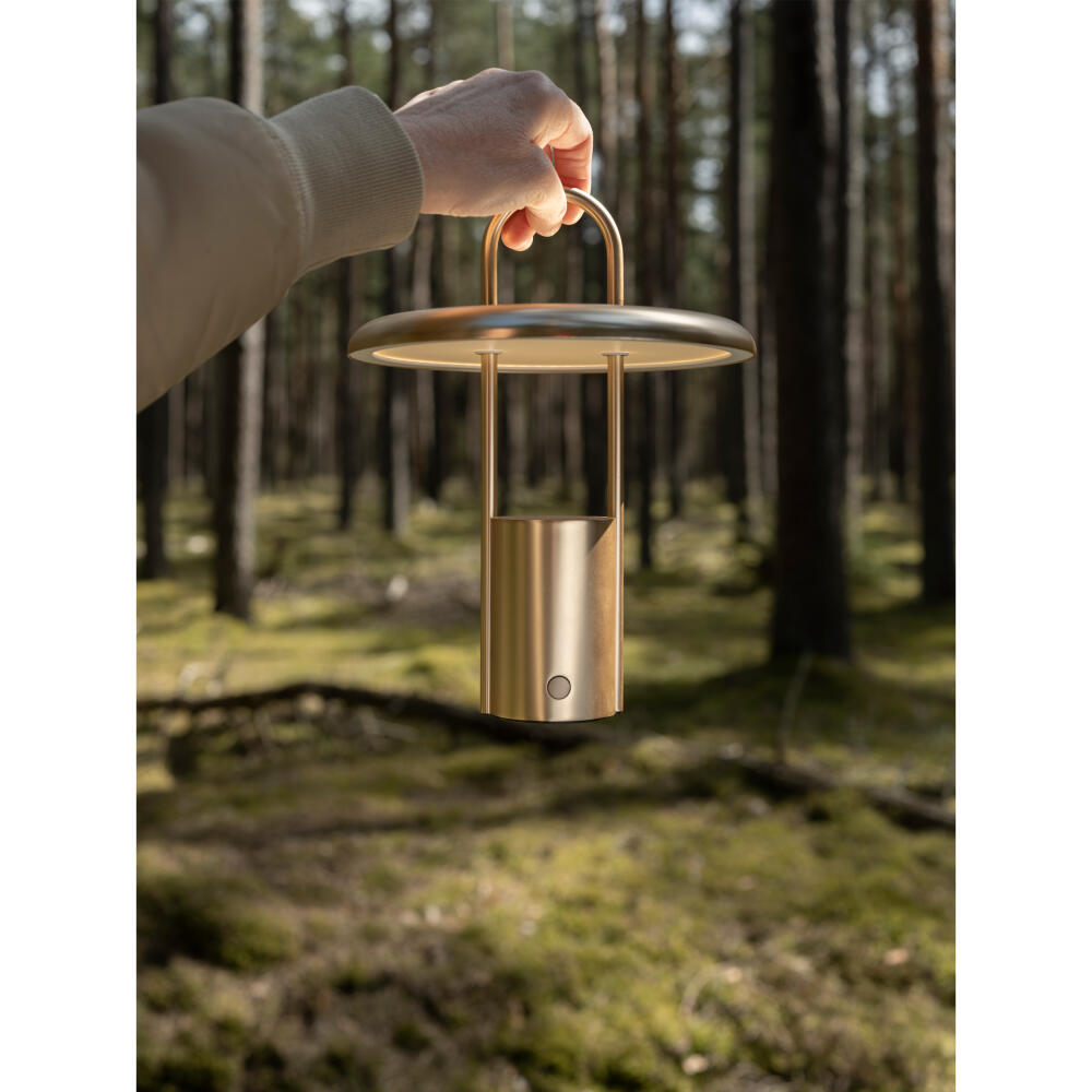 Stelton portable Tischleuchte Pier, Lampe, Eisen, ABS Kunststoff, Brass, 614-2