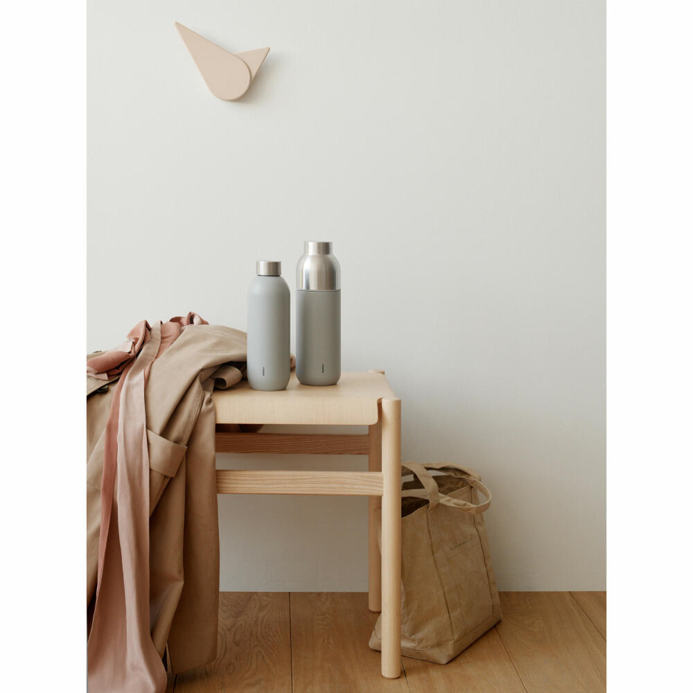 Stelton Wanduhr Birdie Powder, Wanddeko, Edelstahl, Kunststoff, Beige, 19.5 cm, 466-2