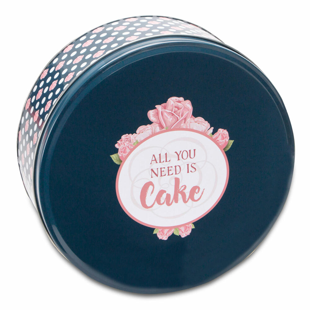 Städter biscuit tin All you need is Cake Round, cookie tin, pastry tin, tin can, biscuit tin, tinplate, Ø 22 cm, 710085