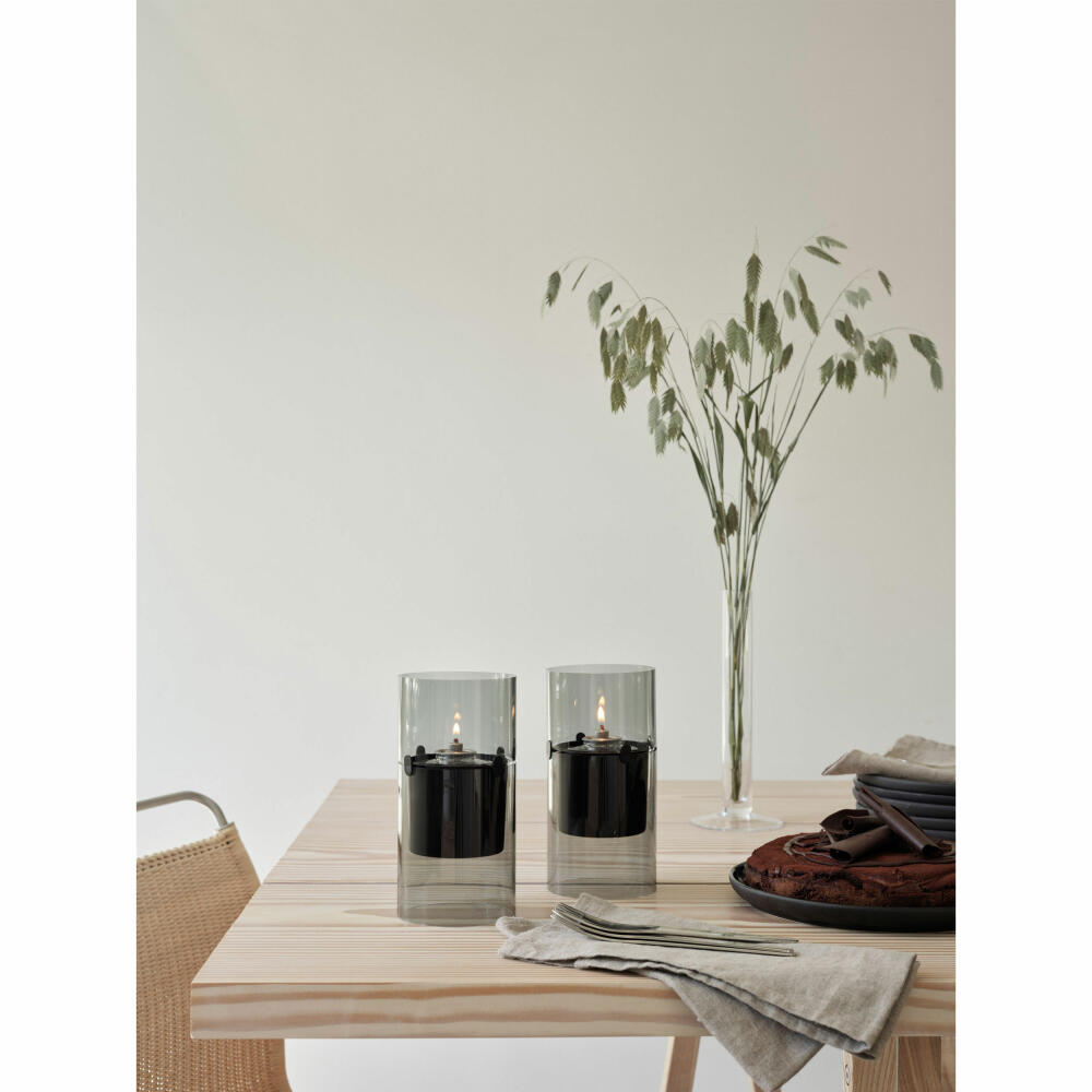 Stelton Windlicht Lucie Smoke, für Ölkerzen, Borosilikatglas, Rauchgrau, 17.5 cm, 497