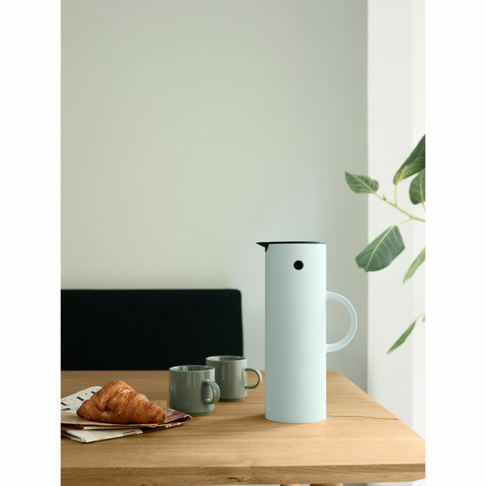 Stelton Isolierkanne EM77, Thermokanne, Kaffeekanne, Kunststoff, Glas, Soft Ice Blue, 1 L, 995-2