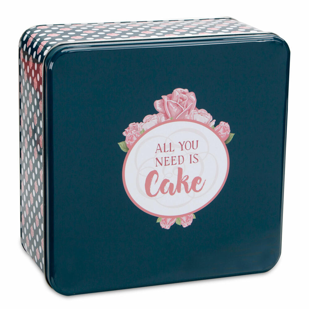 Städter biscuit tin All you need is Cake Square, cookie tin, pastry tin, tin can, biscuit tin, tinplate, 21 x 21 cm, 710115