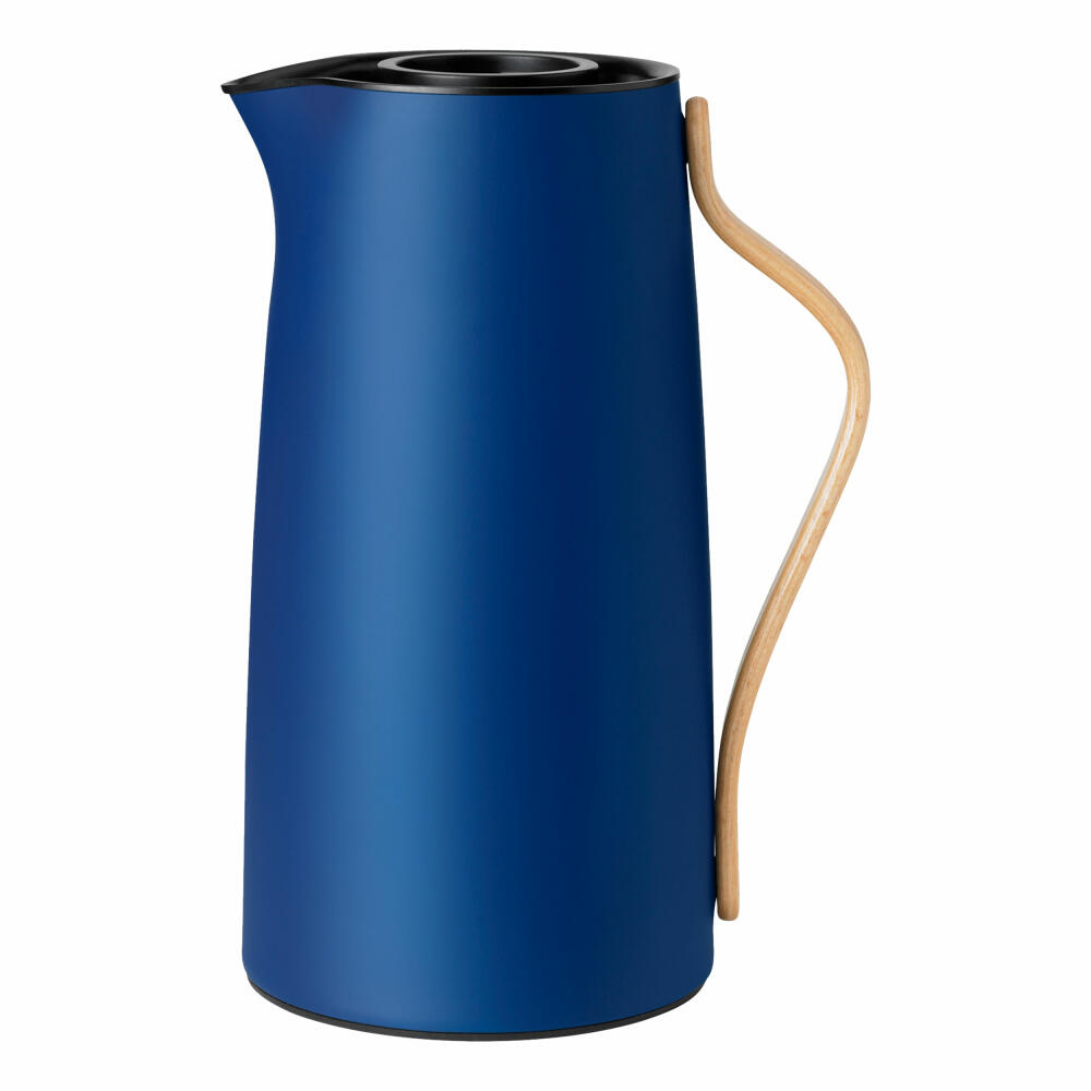 Stelton Emma Isolierkanne Kaffee Dark Blue, Kanne, Isokanne, Edelstahl, Kunststoff, Buchenholz, Dunkelblau, 1.2 L, x-200-7