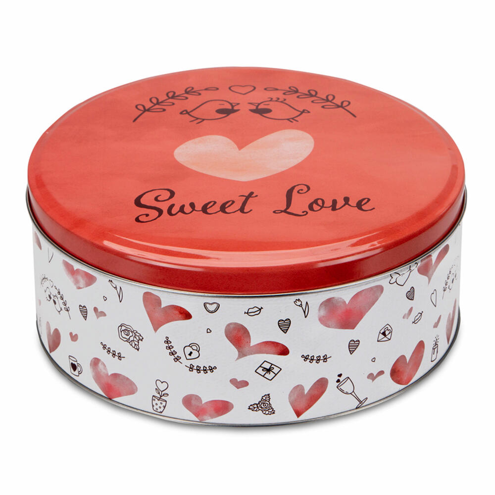 Städter biscuit tin Sweet Love Round, cookie tin, biscuit tin, tin can, cookie tin, tinplate, Ø 22 cm, 710122