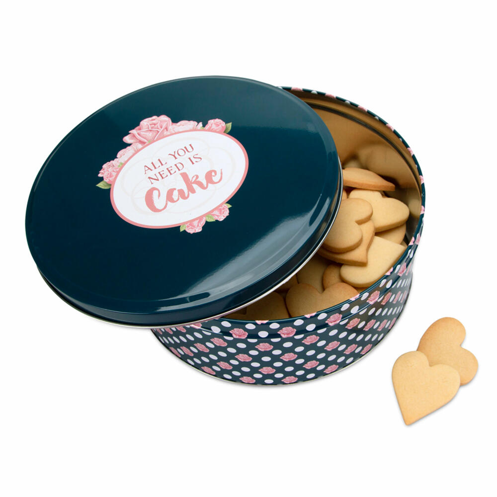 Städter biscuit tin All you need is Cake Round, cookie tin, pastry tin, tin can, biscuit tin, tinplate, Ø 22 cm, 710085