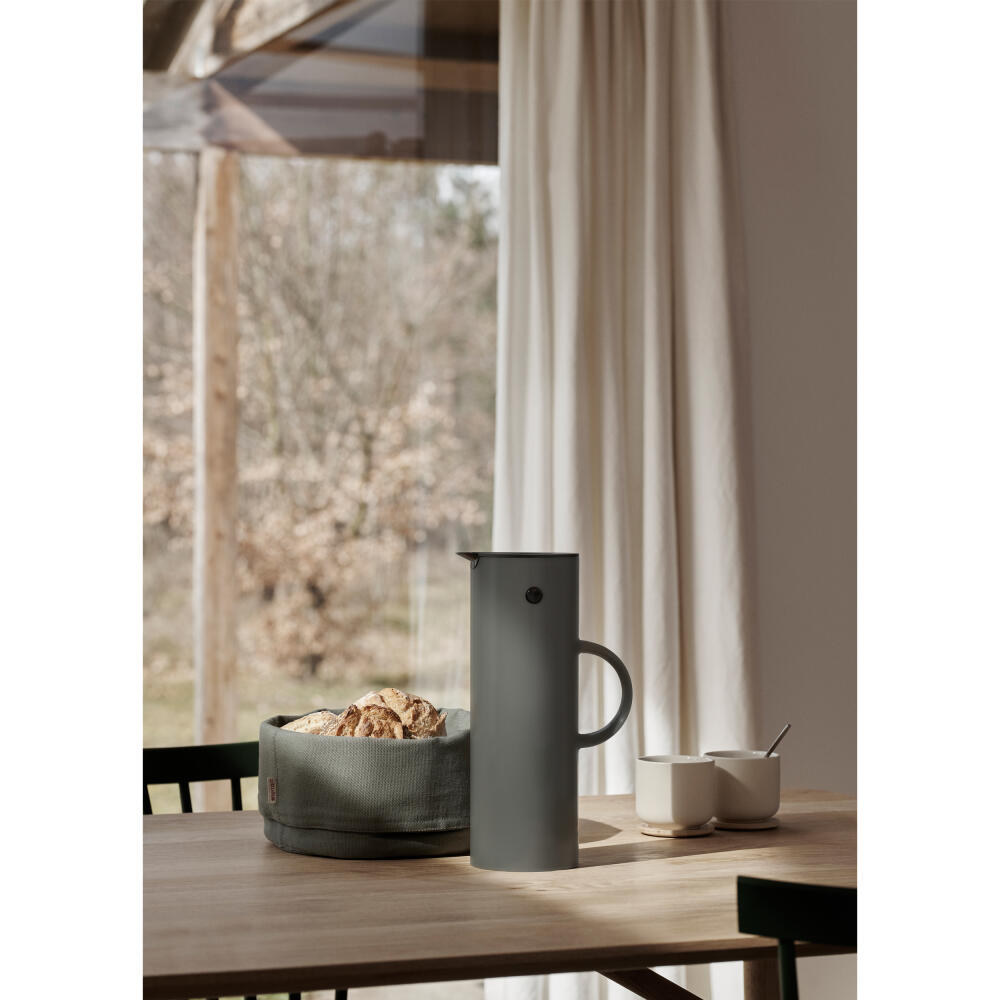 Stelton insulated jug EM77, thermos flask, ABS plastic, glass, PP plastic, POM plastic, TPE plastic, Soft Dark Forest, 1 L, 995-4