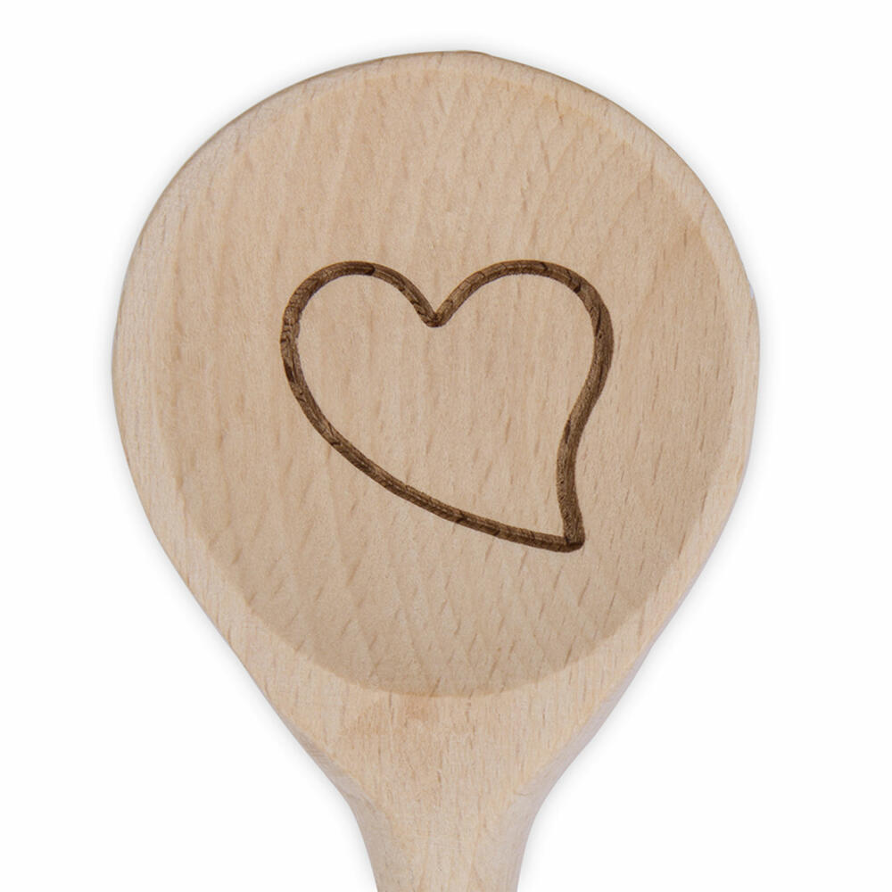 Städter Cooking Spoon Heart Round, Cooking Spoon, Stirring Spoon, Kitchen Spoon, Kitchen Aid, Wood, 16 cm, 815100