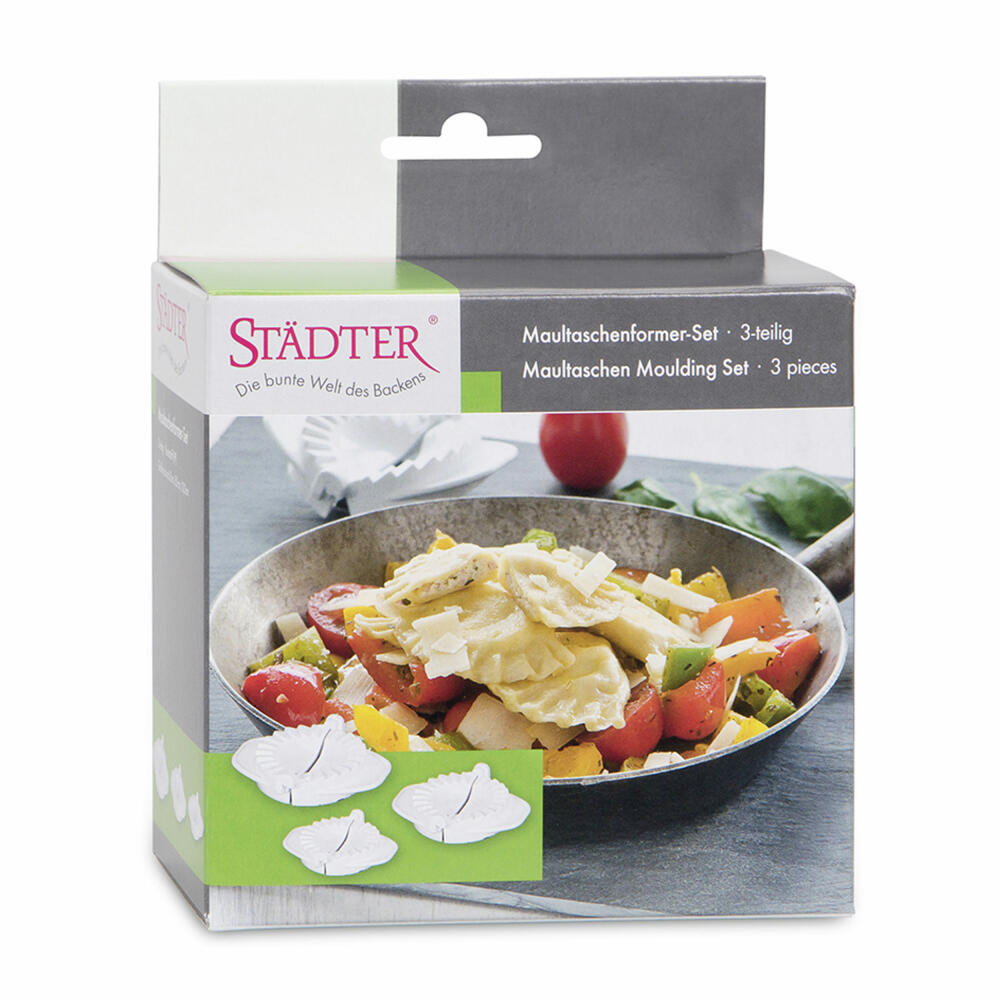 Städter Alfredos Pasta Maultaschen Former Set, 3-piece, Ravioli Former, Dumpling Cutter, Maultaschen, Plastic, 727014