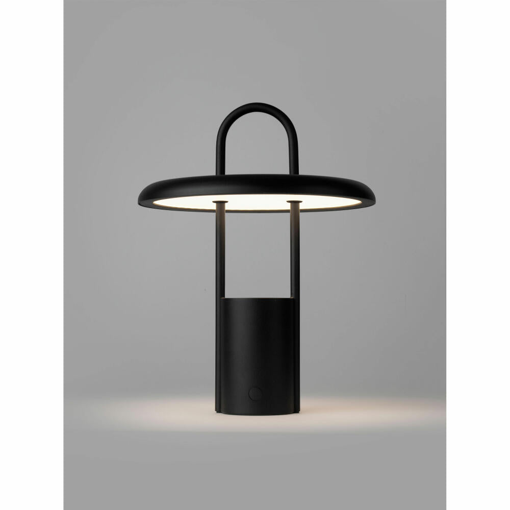 Stelton LED-Leuchte Pier Black, drahtlos, Ladung via USB, Eisen, Kunststoff, Schwarz, 25 cm, 614