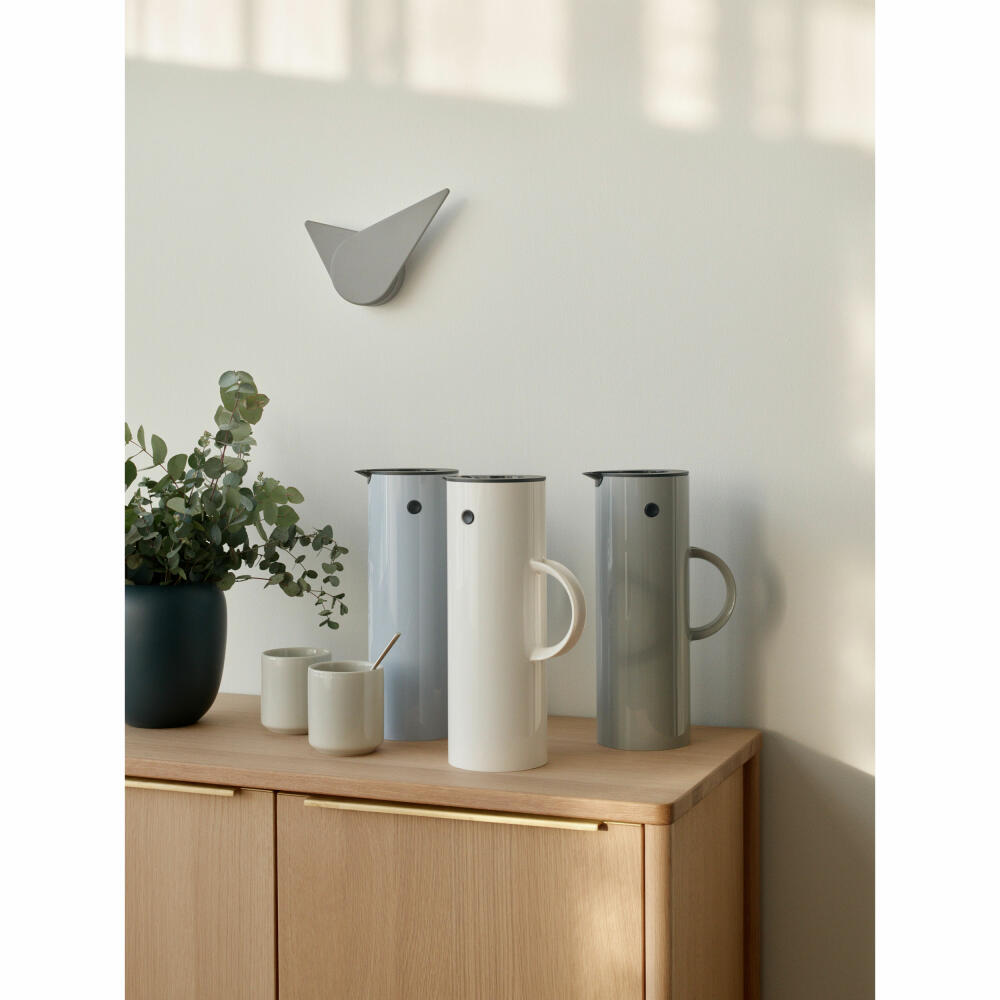 Stelton Wanduhr Birdie Light Grey, Wanddeko, Edelstahl, Kunststoff, Grau, 19.5 cm, 466-1