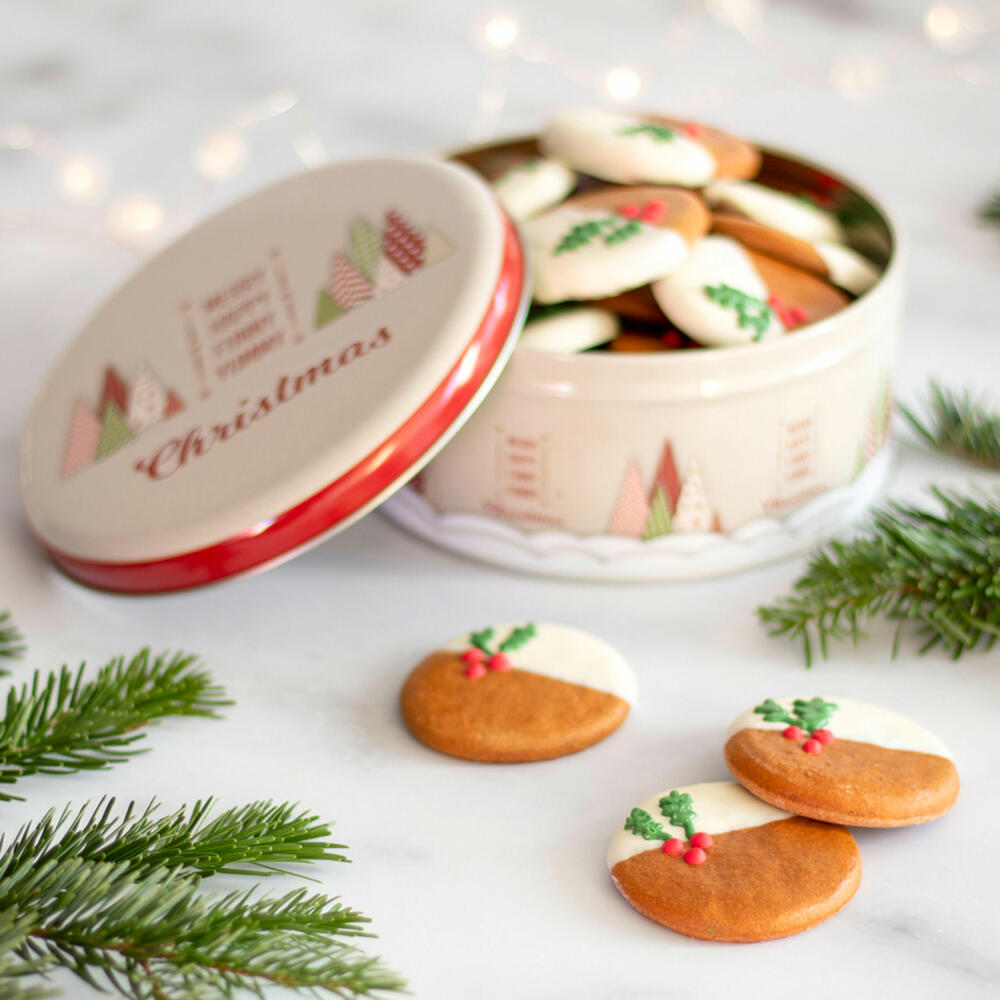 Städter biscuit tin Yummy Christmas round, cookie tin, biscuit tin, tin can, cookie tin, tinplate, Ø 16.5 cm, 710016