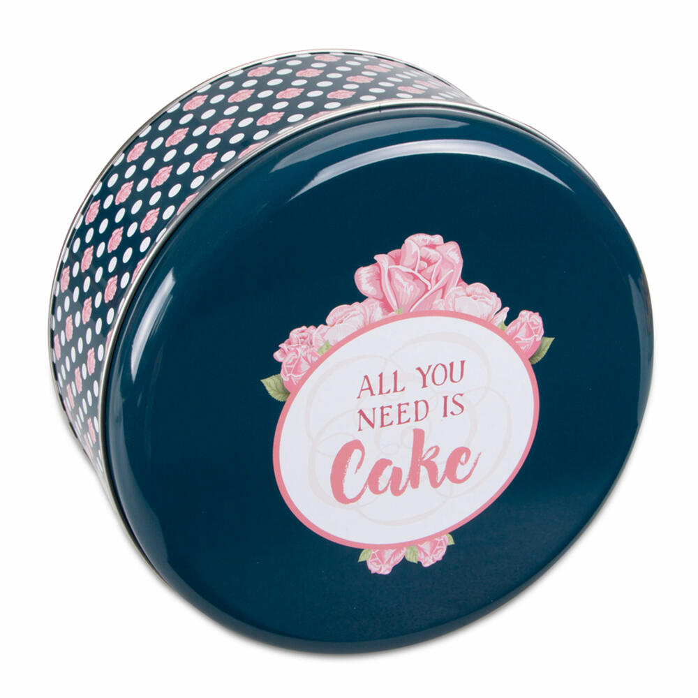 Städter biscuit tin All you need is Cake Round, cookie tin, pastry tin, tin can, biscuit tin, tinplate, Ø 16.5 cm, 710092