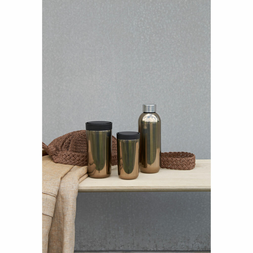 Stelton Thermobecher To Go Click Dark Gold, Isolierbecher, Edelstahl, Kunststoff, 400 ml, 685-41