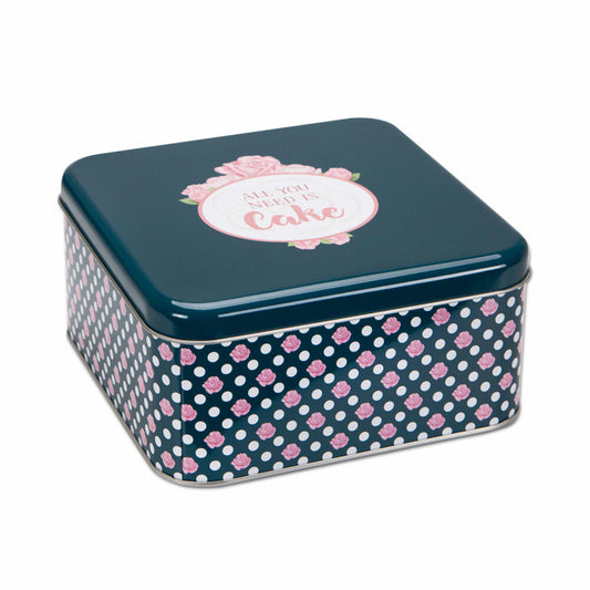 Städter biscuit tin All you need is Cake Square, cookie tin, pastry tin, tin can, biscuit tin, tinplate, 16.5 x 16.5 cm, 710108