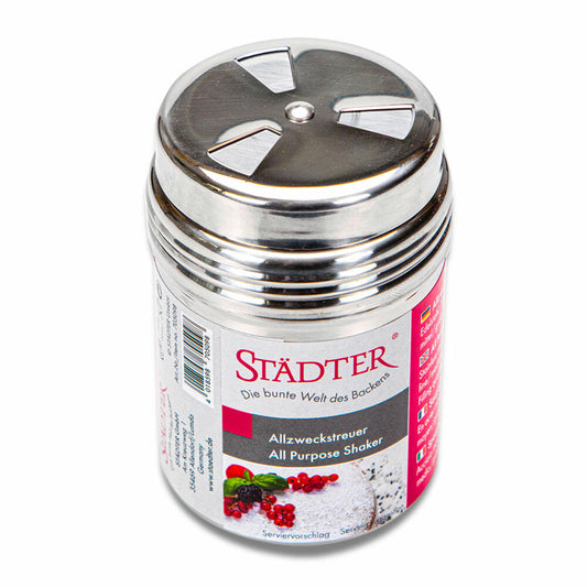 Städter all-purpose shaker, spice shaker, sugar shaker, salt, cocoa, parmesan, for 150 g, stainless steel, 705098