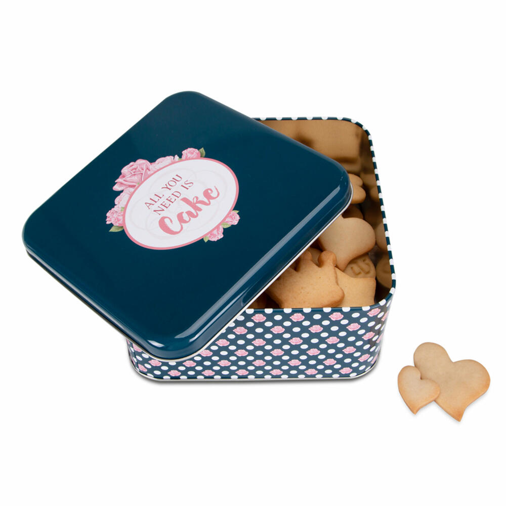 Städter biscuit tin All you need is Cake Square, cookie tin, pastry tin, tin can, biscuit tin, tinplate, 16.5 x 16.5 cm, 710108