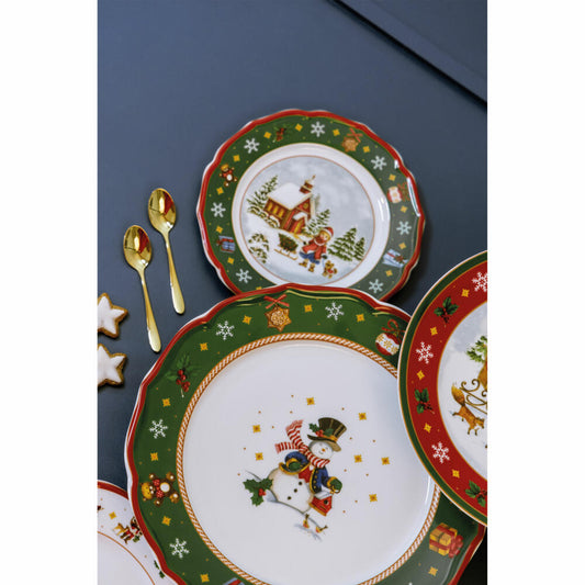 Hutschenreuther Teller flach Happy Wintertime Green, Speiseteller, Porzellan, Mehrfarbig, 33 cm, 02488-727472-10873
