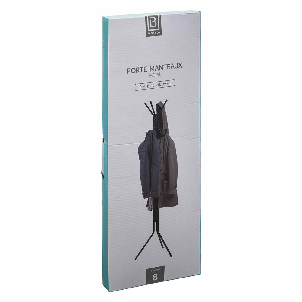 5five Simply Smart standing coat rack with 8 hooks, coat stand, metal, black, 1.72 m, 105490