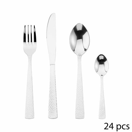 SG Secret de Gourmet Besteck-Set D Oro 24-tlg., Essbesteck, Strukturierter Griff, Edelstahl, 134854