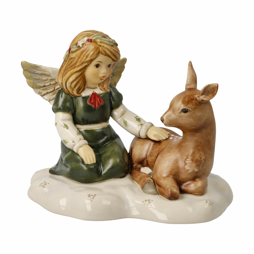 Goebel Angel You shall be protected, decorative figure, stoneware, red-green, 11 cm, 66704451