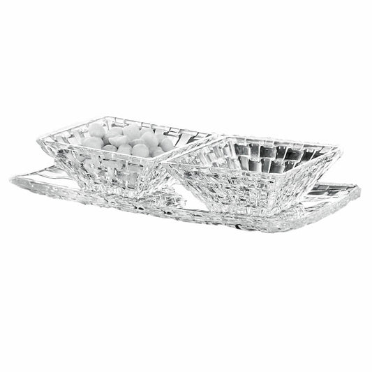 Nachtmann Dancing Stars Bossa Nova serving set, 3-piece, plate and bowl, crystal glass, 0090026-0